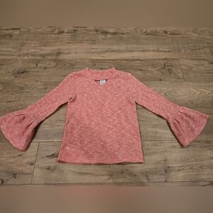 NWOT Arizona Girls Marle Pink Bell Sleeve Sweater Key Hole Cutout Size XXS (4-5)